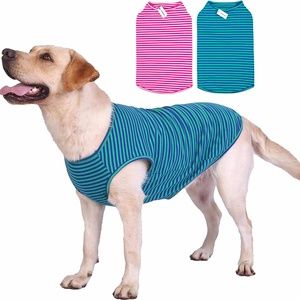 LEVIBASIC Cotton Striped T-Shirts (2) Shirts Per Size: Pink & Blue for Dog NWT